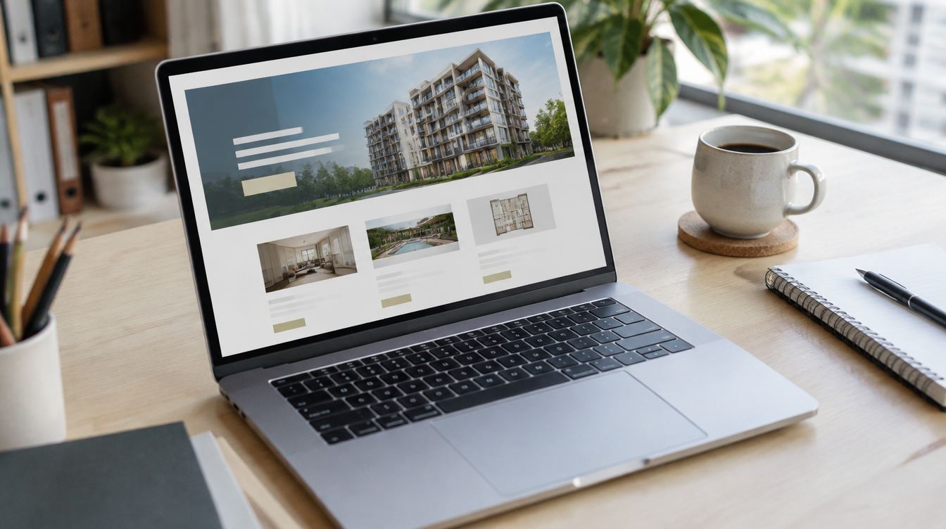 Página de empreendimento imobiliário criada com apoio de IA no mercado imobiliário