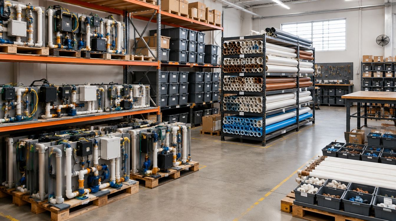 Kits hidráulicos e elétricos pré-fabricados organizados em fábrica, industrialização da construção civil