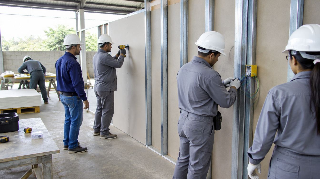 Treinamento prático de drywall e instalações elétricas, qualificação para a tecnologia na construção civil